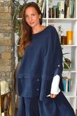 Bateau Needlecord Lazy Layer Top Navy